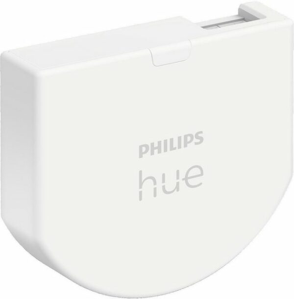 Installiere das Philips Hue Wandschalter Modul hinter einem Lichtschalter oder Taster und nutze mit Deinem vorhandenen Lichtschalter oder Taster Dein smartes Philips Hue Lichtsystem. Deine Lampen sind immer eingeschaltet und erreichbar. Du hast sogar die Möglichkeit