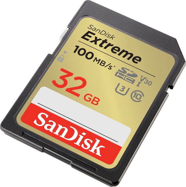 Sandisk Extreme 32GB Speicherkarte (32 GB, UHS Class 3, 100 MB/s Lesegeschwindigkeit)