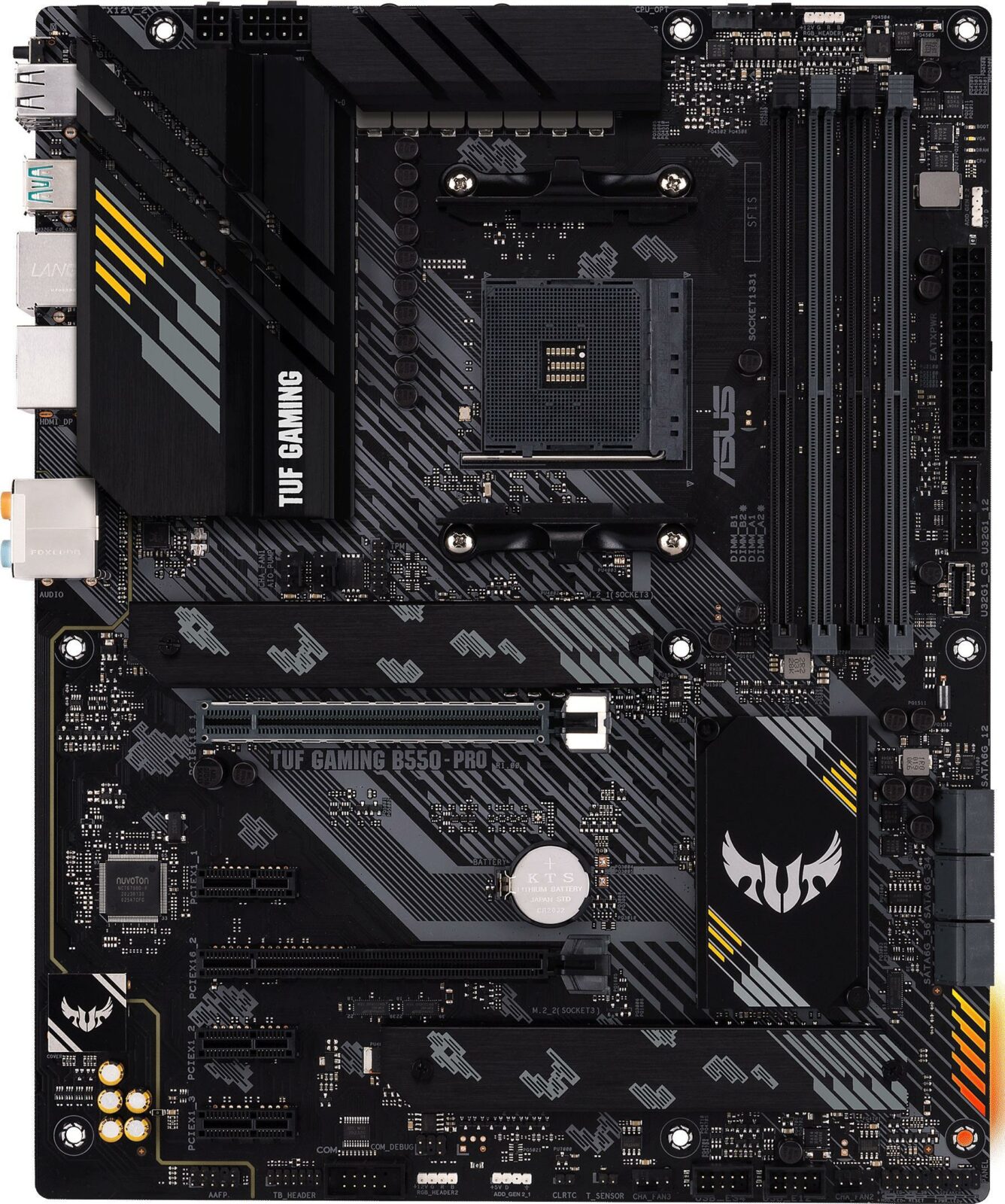 ASUS TUF GAMING B550-PRO – Motherboard – ATX – Socket AM4 – AMD B550 Chipsatz – USB-C Gen2, USB-C Gen1, USB 3.2 Gen 1, USB 3.2 Gen 2 – 2.5 Gigabit LAN – Onboard-Grafik (CPU erforderlich) – HD Audio (8-Kanal)