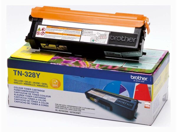 Der originale Brother Toner TN-328Y sorgt für optimale Druckergebnisse beim Drucken und Faxen. Die ausgedruckten Seiten überzeugen durch ein scharfes