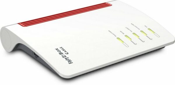 Router mit integriertem Kabel-Modem für alle Kabelanschlüsse Unterstützung für DOCSIS 3.1 mit 2x2 OFDM Kanalbündelung Abwärtskompatibel zu DOCSIS 3.0 mit 32x8 Kanalbündelung Innovatives Wi-Fi 6 ausgelegt für ein anspruchsvolles Heimnetz mit einer Vielzahl an WLAN-Endgeräten Mesh Master-Funktion: FRITZ!Box fasst verteilte WLAN-Zugangspunkte (z.B. FRITZ!Repeater) zu einem dynamischen intelligenten WLAN-Netz zusammen VoIP-Telefonanlage mit vielseitigen Komfortfunktionen DECT-Basis für bis zu 6 Schnurlos-Telefone (z.B. alle FRITZ!Fon-Modelle) und für schaltbare Steckdosen sowie Heizkörperregler FRITZ!DECT Bis zu 5 integrierte Anrufbeantworter mit Fernabfrage und optionaler E-Mail-Weiterleitung 4 ultraschnelle Gigabit-LAN-Anschlüsse für Computer