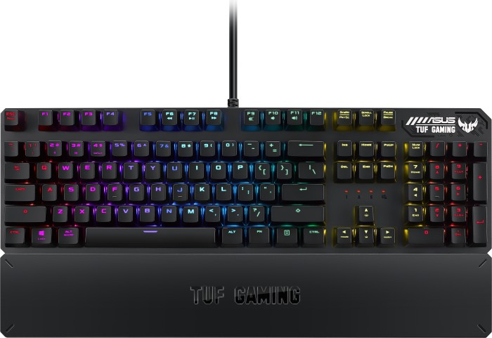 ASUS TUF Gaming K3. Tastatur Formfaktor: Volle Größe (100%). Tastatur-Stil: Gerade. Geräteschnittstelle: USB