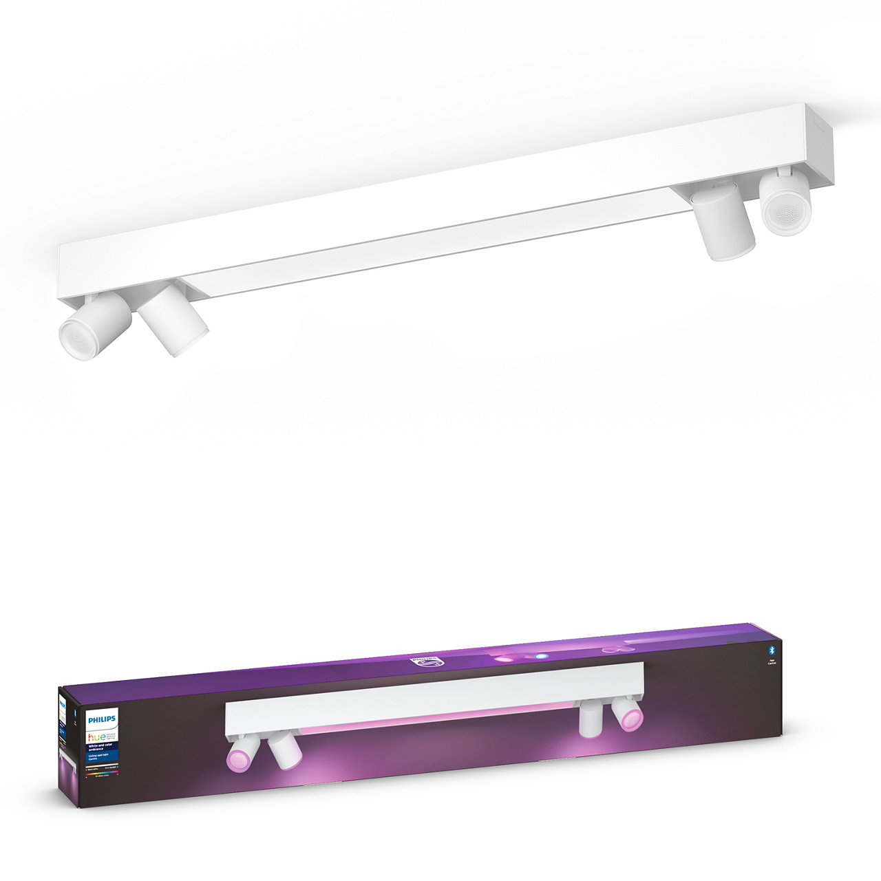 Philips Hue Deckenleuchten White & Col. Amb. Centris Länge 99 Cm Weiß 4-flammig Quaderförmig, Weiß, Metall, 5060731P7