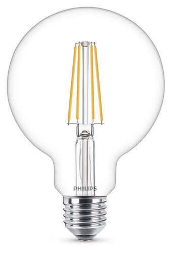 Philips Schraubfassung E27 LED Classic E27, Transparent, Glas, 871869674245700