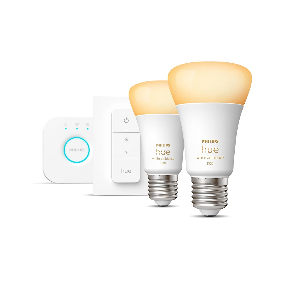 Philips Hue White Ambiance White Ambiance E27 2er Starter Set Inkl. Dimmschalter 2x800lm 75W PMO, 8719514291812