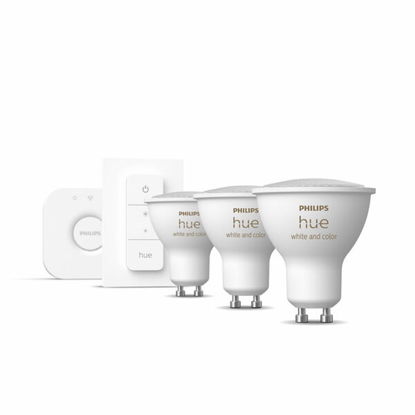 Philips Hue White & Col. Amb. GU10 Dreierpack Starterset inkl. Dimmschalter 8719514340107 / 8719514340107 - .