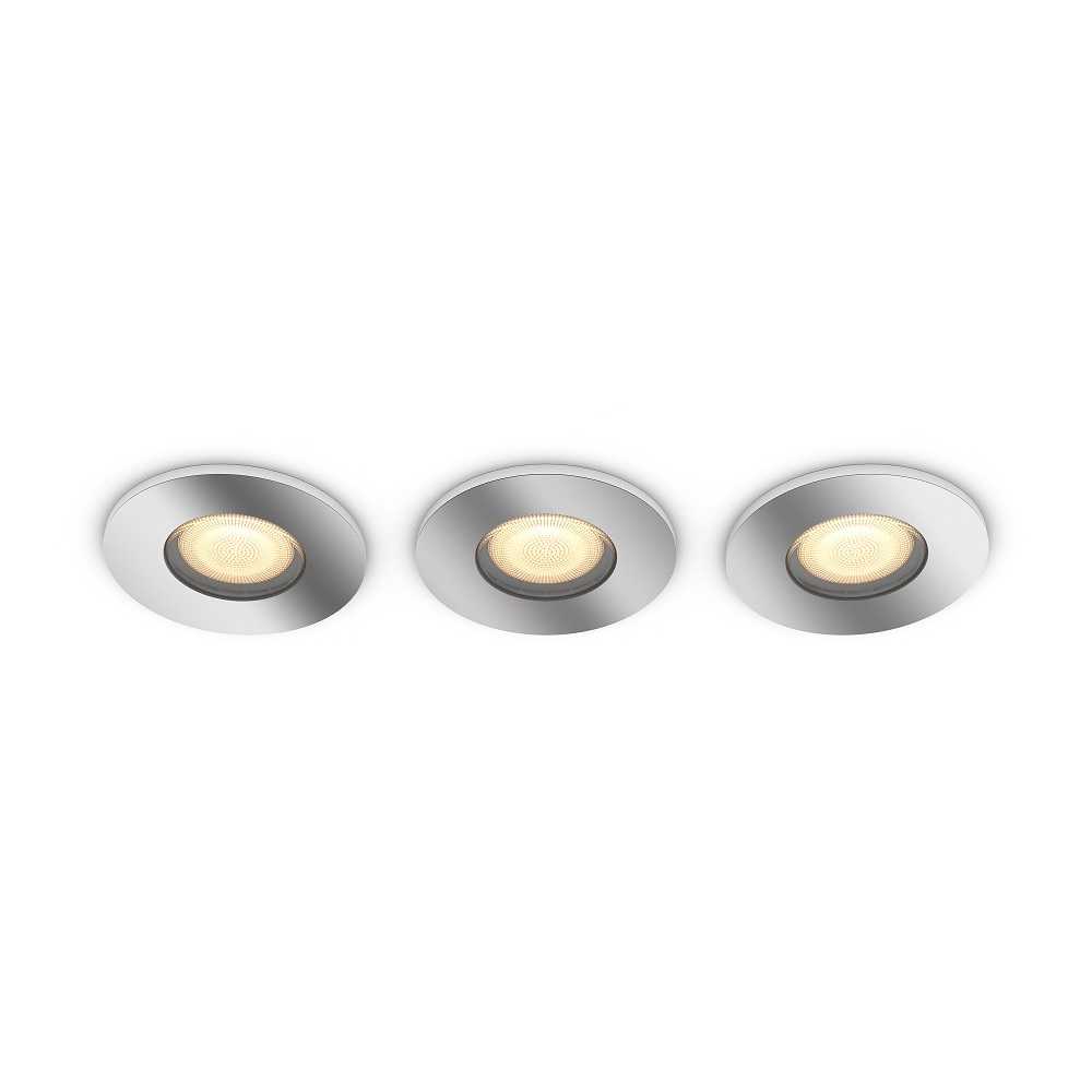 Philips Hue Innenleuchten White Amb. Adore Deckenspots Rund 3 Flg. Silber 350lm 3xinkl. Dimmschalter, 8719514340817