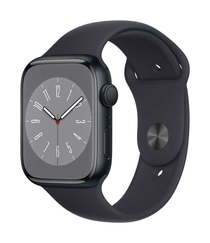 Kurzinfo: Apple Watch Series 8 (GPS) - 45 mm - Midnight Aluminium - intelligente Uhr mit Sportband - Flouroelastomer - Midnight - Bandgröße: regelmäßig - 32 GB - Wi-Fi