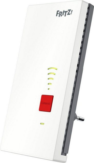 Der FRITZ!Repeater 2400 erhöht schnell und einfach die Reichweite jedes WLANs. Mit zwei Funkbändern in den Standards WLAN AC und WLAN N