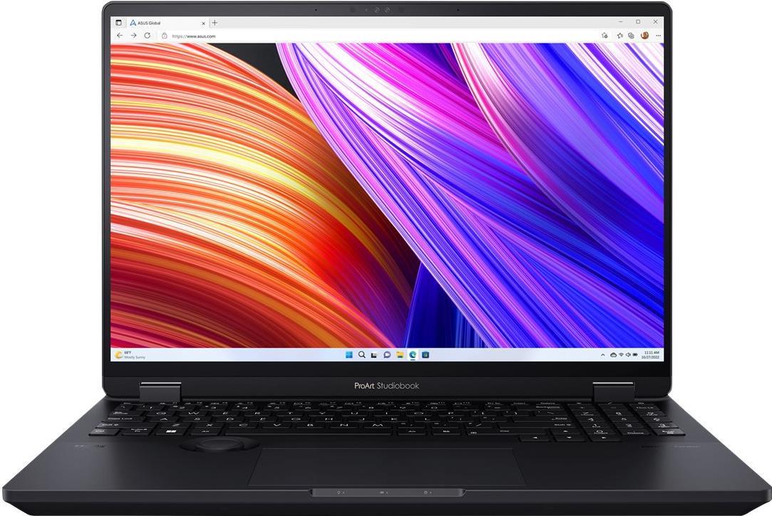 ASUS ProArt StudioBook Pro 16 OLED W7604J3D-MY021X – 180°-Scharnierdesign – Intel Core i9 13980HX / 2,2 GHz – Win 11 Pro – RTX 3000 Ada – 32GB RAM – 2TB SSD NVMe, Performance – 40,6 cm (16) OLED Touchscreen 3200 x 2000 (3,2K) @ 120 Hz – 802,11a/b/g/n/ac/ax (Wi-Fi 6E), Bluetooth 5,3 WLAN-Karte – Mineral Black (90NB10B1-M001D0)