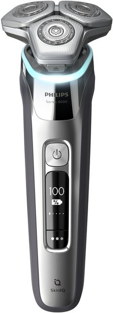 Der Philips Shaver series 9000 elektrische Nass- und Trockenrasierer S9985/35 bietet eine gründliche und hautschonende Rasur. Hierfür verfügt er über selbstschärfende Hochleistungsklingen sowie eine SkinGlide Hautkomfort-Beschichtung