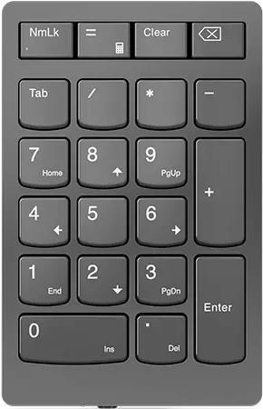 Lenovo Go Wireless Numeric Keypad – Tastenfeld – kabellos – 2.4 GHz – Tastenschalter: Scissor-Key – Storm Gray – retail – für Legion T7 34, ThinkCentre M70s Gen 3, M70t Gen 3, M75q Gen 2, ThinkCentre neo 50