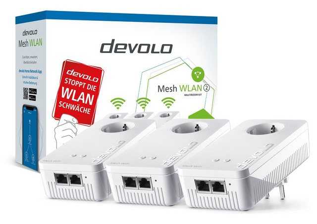 DEVOLO Mesh WLAN 2 Multiroom Kit Powerline WLAN ac 2x Gigabit LAN Steckdose Reichweitenverstärker