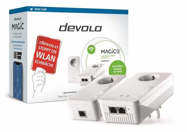 DEVOLO Magic 2 WiFi next Starter Kit Powerline 2400 Mbit/s WLAN Access Point Reichweitenverstärker