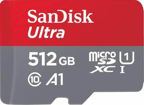 SanDisk Ultra – Flash-Speicherkarte (microSDXC-an-SD-Adapter inbegriffen) – 512GB – A1 / UHS Class 1 / Class10 – microSDXC UHS-I (SDSQUAC-512G-GN6MA)