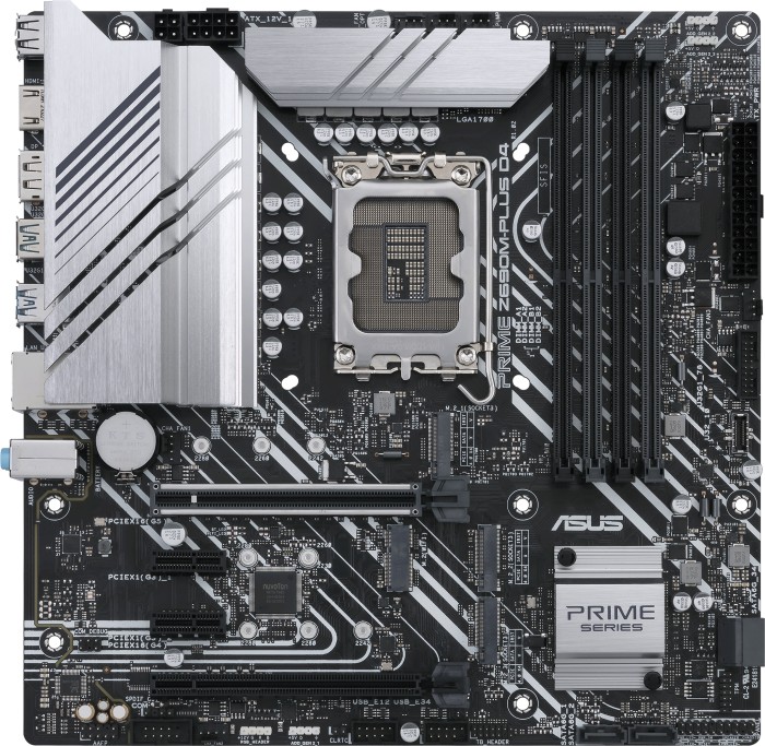 ASUS PRIME Z690M-PLUS D4 – Motherboard – micro ATX – LGA1700-Sockel – Z690 Chipsatz – USB-C Gen1, USB 3,2 Gen 1, USB 3,2 Gen 2, USB-C Gen 2×2 – Gigabit LAN – Onboard-Grafik (CPU erforderlich) – HD Audio (8-Kanal) (90MB18Q0-M0EAY0)