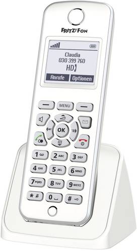 AVM FRITZ!Fon M2 Schnurloses Telefon VoIP Babyphone, Freisprechen Beleuchtetes Display Weiß, Silber