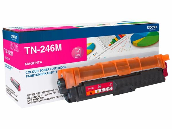 Der originale Brother Toner TN-246M sorgt für optimale Druckergebnisse beim Drucken und Faxen. Die ausgedruckten Seiten überzeugen durch ein scharfes