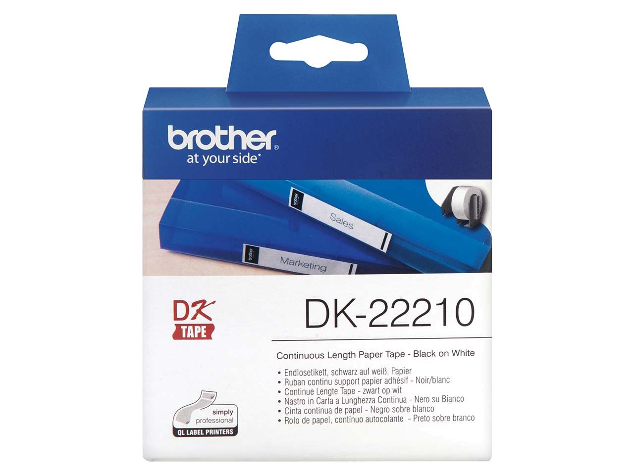 Brother Endlosetiketten „DK-22210“ weiß 29 mm x 30,48 m