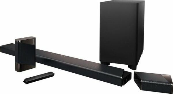 Fühlen Sie die Dramatik. Spüren Sie die Emotionen. Diese Fidelio Soundbar mit abnehmbaren Satellitenlautsprechern und Dolby Atmos sorgt für unglaublich detailreichen