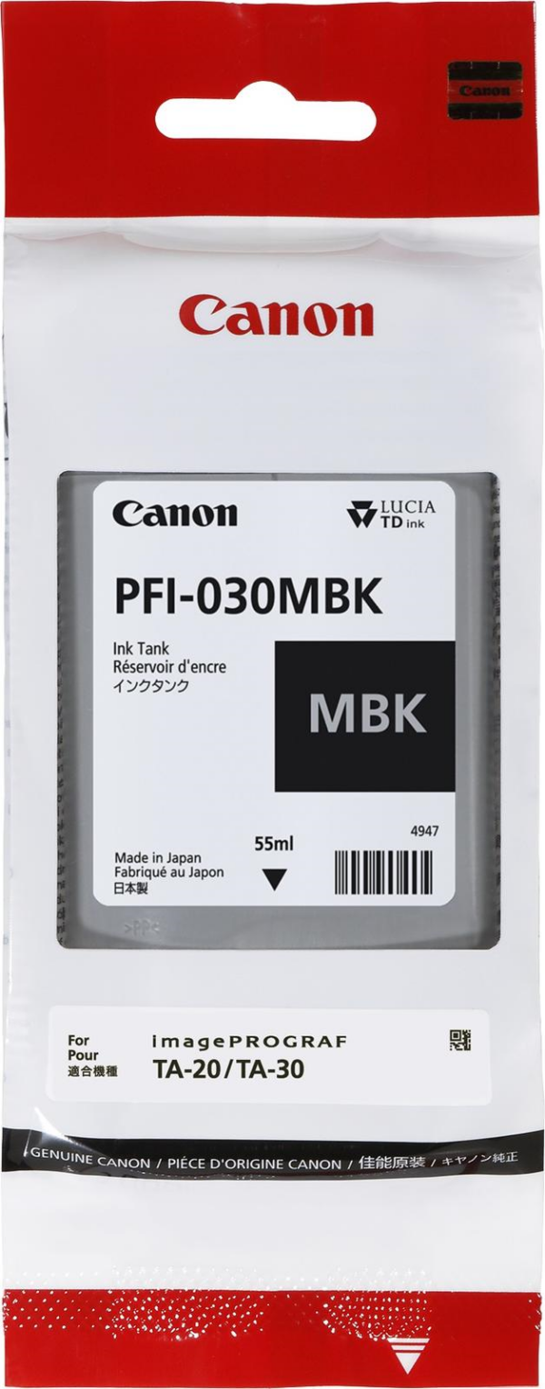 Kurzinfo: Canon PFI-030MBK - 55 ml - mattschwarz - Original - Tintenbehälter - für imagePROGRAF TA-20