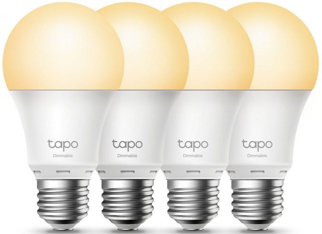 TP-Link Tapo LED-Leuchtmittel, E27, 4 St., Neutralweiß, Smart Wi-Fi Glühbirne dimmbar, 4er-Pack