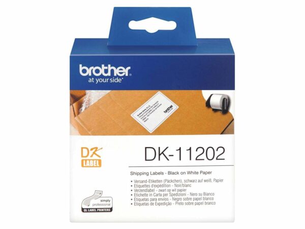 Die weißen Versandetiketten "DK-11202" lassen sich wieder ablösen und eignen sich ideal zum Bekleben von Päckchen. Die Etiketten eignen sich für alle Brother "QL"-Geräte. B 100 x H 62 mm. 1 Pack = 300 Etiketten.