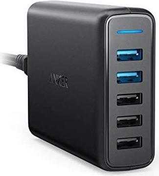 Anker PowerPort Speed 5 – Netzteil – 63 Watt – 4,8 A – QC 3.0 – 5 Ausgabeanschlussstellen (3 x USB Typ A, 2 x 9-polige USB Typ A) – Schwarz (A2054L11)