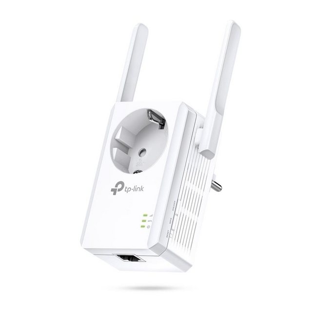 TL-WA860RE | 300 Mbit/s-WLAN-Repeater mit integrierter Steckdose  WLAN-Erweiterung auf Knopfdruck zur Beseitigung von FunklöchernBis zu 300 Mbit/s WLAN-GeschwindigkeitEin LAN-Port zur Integration kabelgebundener Netzwerkgeräte wie Spielekonsolen