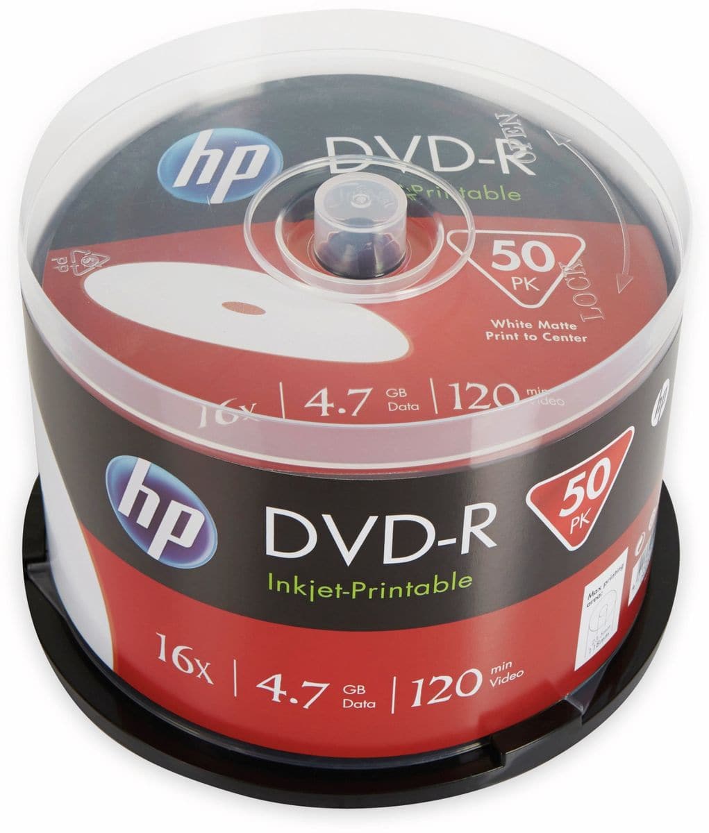 Die zuverlässigen DVD-R Medien von HP eignen sich ideal für die Sicherung von täglich anfallenden Daten. Neben ihrer hohen Qualität bieten sie zudem eine hervorragende Kompatibilität mit Playern und Recordern. Technische Daten: Kapazität: 4