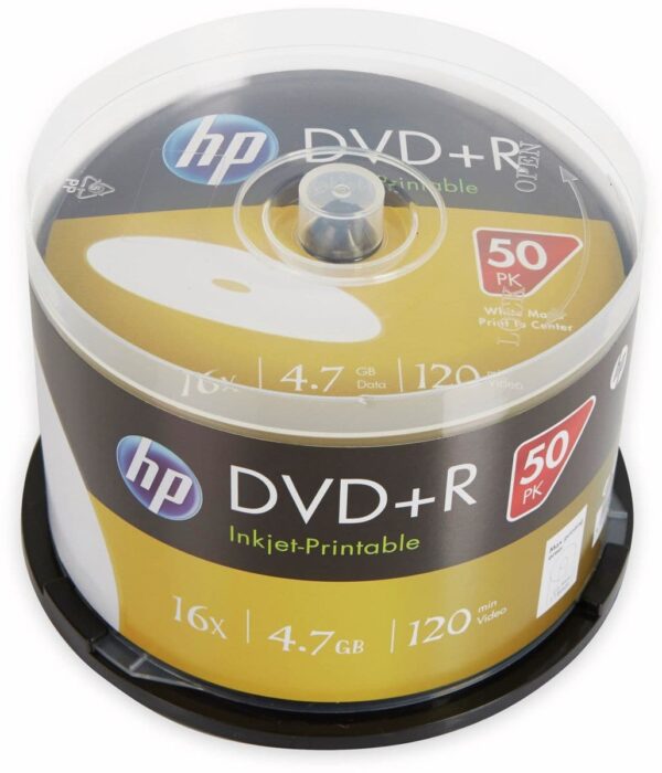 Die zuverlässigen DVD+R Medien von HP eignen sich ideal für die Sicherung von täglich anfallenden Daten. Neben ihrer hohen Qualität bieten sie zudem eine hervorragende Kompatibilität mit Playern und Recordern. Technische Daten: Kapazität: 4