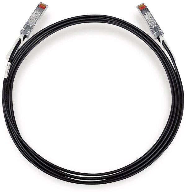 Das 1m lange passive Twin-AX-Kabel verfügt über einen SFP+-Anschluss an jedem Ende. Das TXC432-CU1M von TP-LINK ist geeignet für kurze Übertragungsdistanzen und stellt eine kostengünstige Methode dar