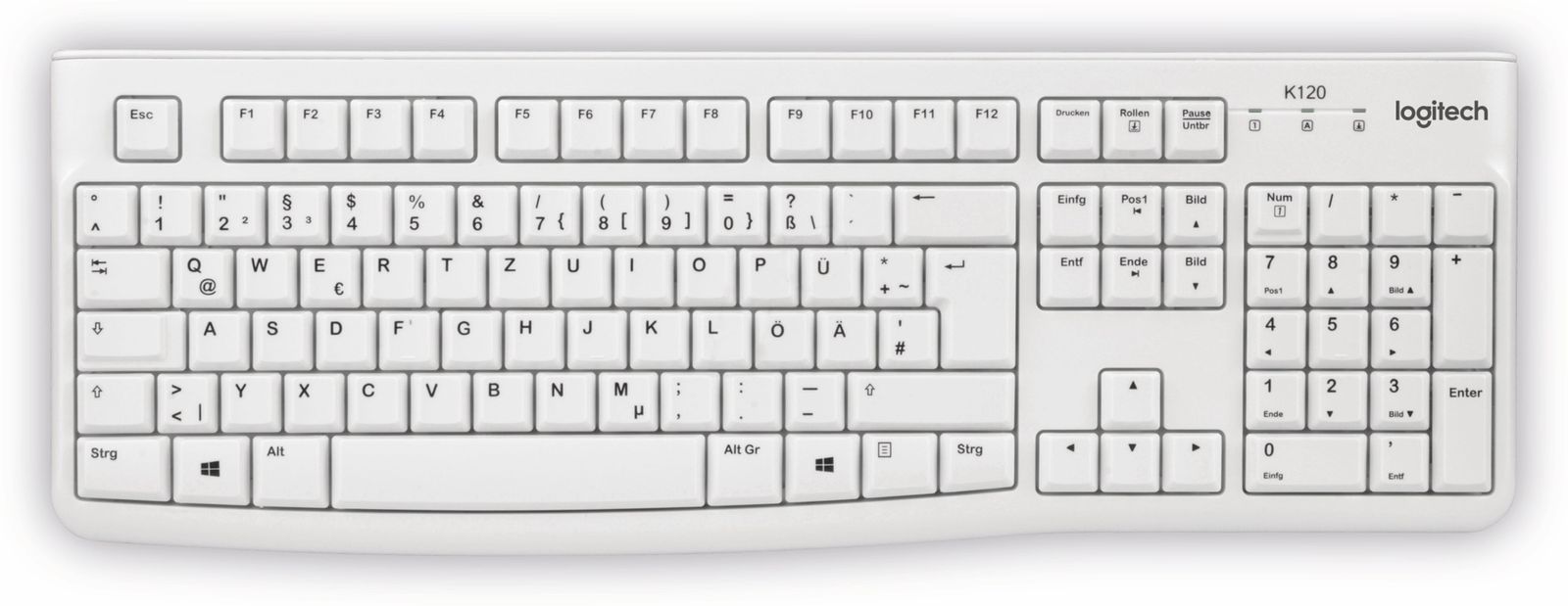 Spritzwassergeschützte Tastatur mit flachem Profil und strapazierfähigen Tasten. Dank einfachem Plug&Play-Verfahren kann die Tastatur sofort ohne Softwareinstallation genutzt werden. Ideal für den anspruchsvollen Büroalltag! Features: Anschluss: USB Tastaturlayout: QWERTZ Lebensdauer je Taste: ca. 10.000.000 Anschläge Kabellänge: 1