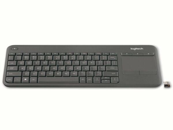 Kabellose Plug-and-Play-Tastatur mit integriertem Touchpad für uneingeschränkte Kontrolle Ihres mit einem Fernseher verbundenen PC. K400 ist eine leise