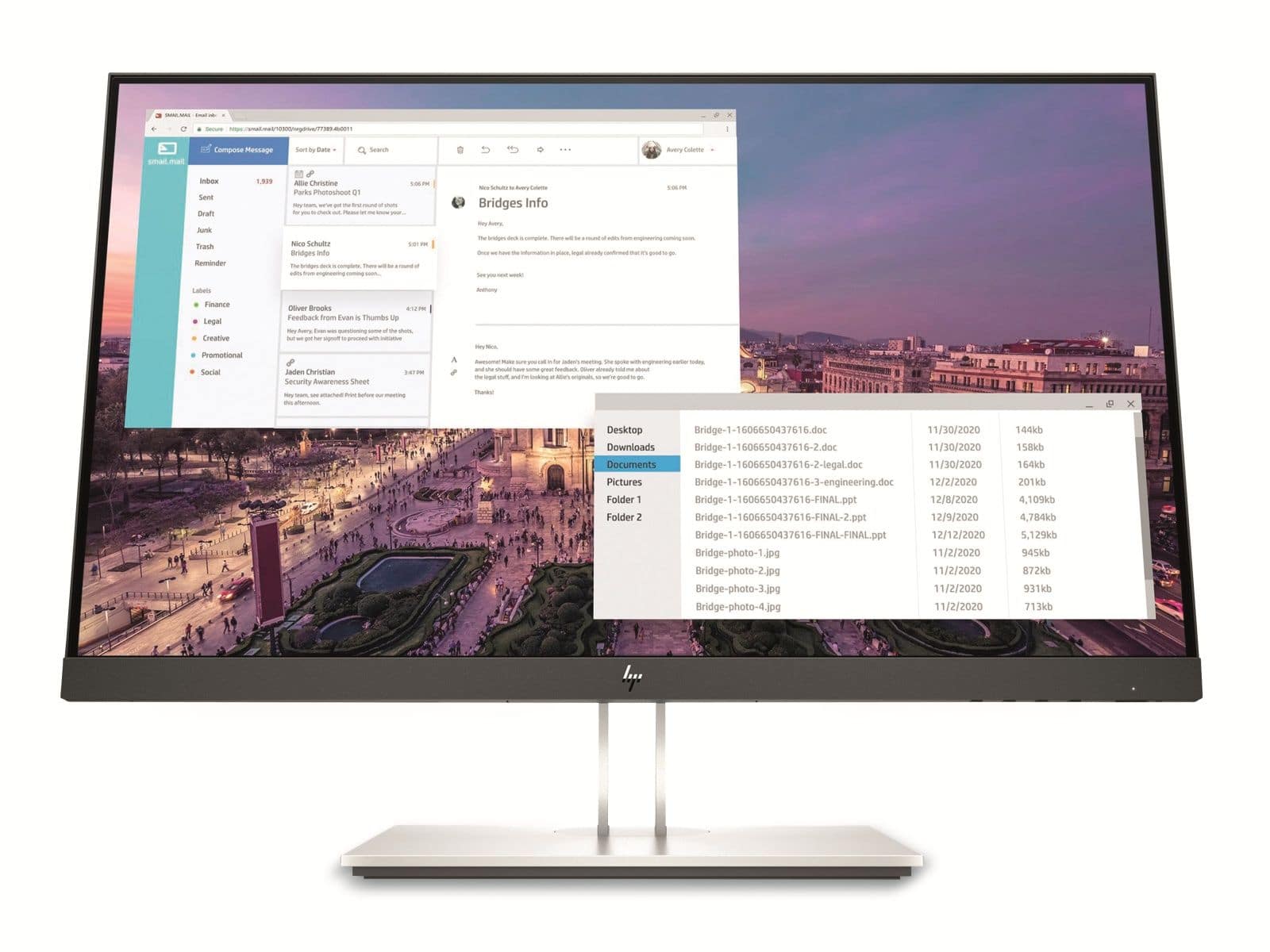 Arbeiten Sie komfortabel und konzentriert dank der optimierten Ergonomie und Full HD- Auflösung des HP E23 G4 FHD-Monitors mit HP Eye Ease – Design