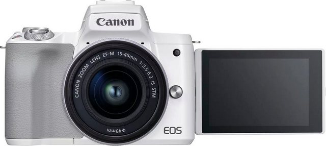 Canon EOS M50 Mark II Systemkamera (EF-M 15-45mm f/3,5-6,3 IS STM, Silber, 24,1 MP, Bluetooth, NFC, WLAN (WiFi)