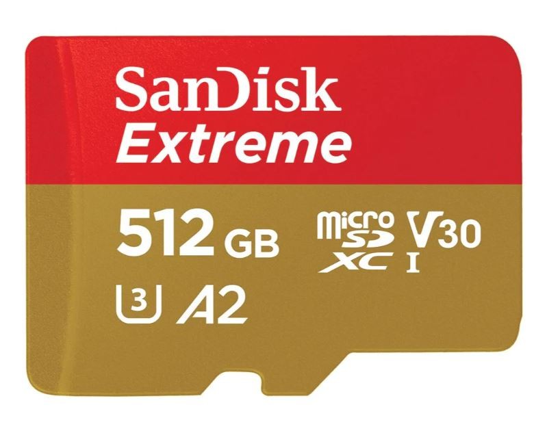 Extreme microSDXC 512GB microSDXC / read 190MB/s / write 130MB/s / 1 year RescuePRO Deluxe / A2 Class 10 V30 / UHS-I / U3 / with SD Adapter (SDSQXAV-512G-GN6MA)