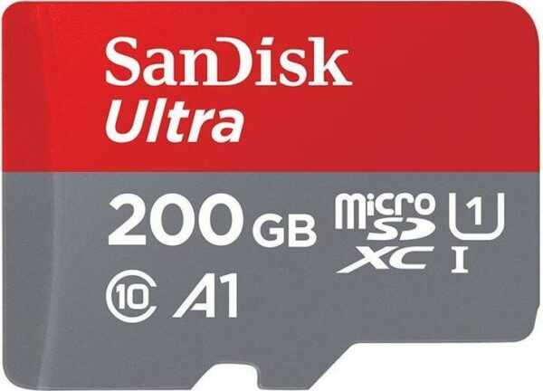 Kurzinfo: SanDisk Ultra - Flash-Speicherkarte (microSDXC-an-SD-Adapter inbegriffen) - 200 GB - A1 / UHS-I U1 / Class10 - microSDXC UHS-I Gruppe Flash-Speicher Hersteller SanDisk Hersteller Art. Nr. SDSQUA4-200G-GN6MA Modell Ultra EAN/UPC 0619659184292 Produktbeschreibung: SanDisk Ultra - Flash-Speicherkarte - 200 GB - microSDXC UHS-I Produkttyp Flash-Speicherkarte Formfaktor microSDXC UHS-I Speicherkarte Speicherkapazität 200 GB Geschwindigkeit A1 / UHS-I U1 / Class10 Enthaltener Speicheradapter microSDXC-an-SD-Adapter Ausführliche Details Allgemein Produkttyp Flash-Speicherkarte Speicherkapazität 200 GB Kompatibilität Nicht spezifisch Speicher Geschwindigkeitsklasse A1 / UHS-I U1 / Class10 Lesegeschwindigkeit Bis zu 120 MB/s Formfaktor microSDXC UHS-I Speicherkarte Enthaltener Speicheradapter microSDXC-an-SD-Adapter Abmessungen und Gewicht Breite 14.99 mm Tiefe 10.92 mm Dicke 1.02 mm Umgebungsbedingungen Min Betriebstemperatur -25 °C Max. Betriebstemperatur 85 °C