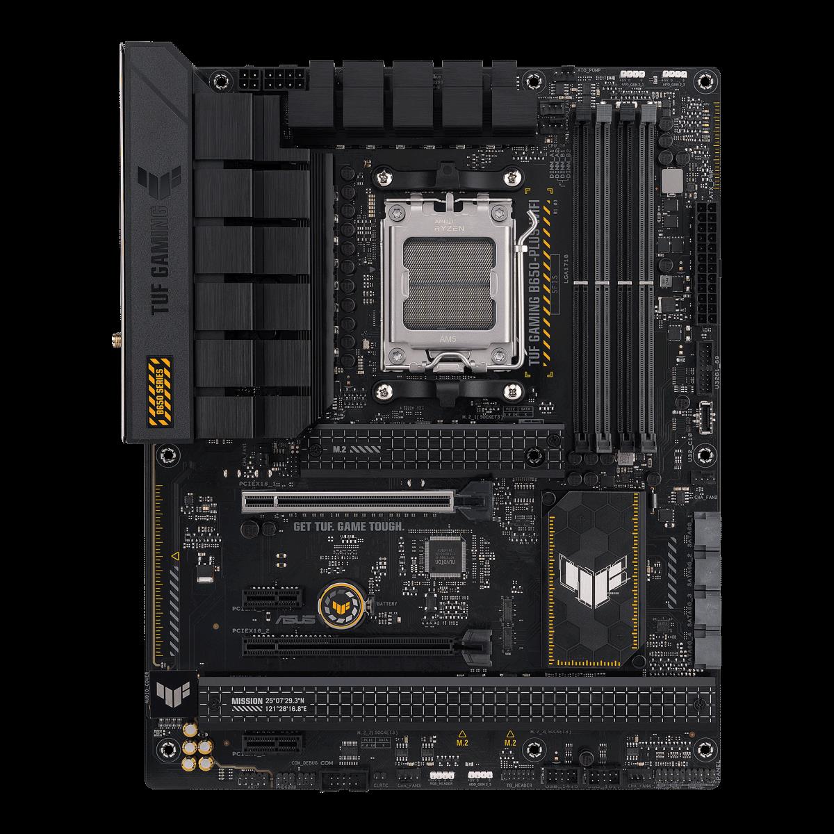 ASUS TUF Gaming B650-Plus WiFi – Motherboard – ATX – Socket AM5 – AMD B650 Chipsatz – USB 3,1 Gen 2, USB 3,2 Gen 2, USB-C 3,2 Gen2, USB-C 3,2 Gen 2×2, USB-C 3,2 Gen 1 – 2,5 Gigabit LAN, Wi-Fi, Bluetooth – Onboard-Grafik (CPU erforderlich) – HD Audio (8-Kanal) (90MB1BZ0-M0EAY0)