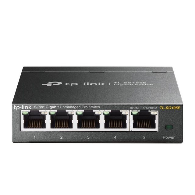 TP-Link TL-SG105E 5-Port Gigabit Easy Switch schwarz Netzwerk-Switch (Smart Managed Netzwerk Switch Metallgehäuse)