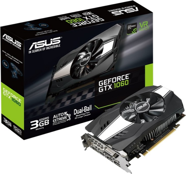 Kurzinfo: ASUS PH-GTX1060-3G - Grafikkarten - GF GTX 1060 - 3 GB GDDR5 - PCIe 3.0 x16 - DVI