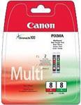 Canon CLI-8 R/G Multipack – 2er-Pack – Rot, grün – original – Blisterverpackung – Tintenbehälter – für PIXMA Pro9000, Pro9000 Mark II (CLI8RG)