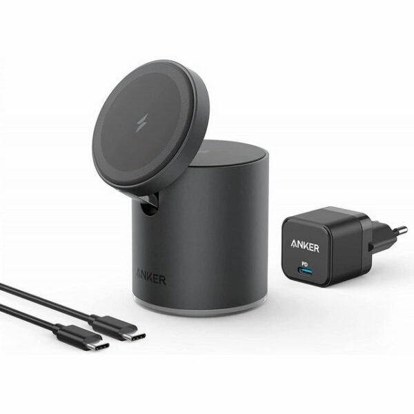 Anker Magnetic Wireless Charger (MagGo)Lade dein iPhone 13 oder 12 zeitgleich mit deinen kabellosen Earbuds auf einem praktischen Ladegerät. Nie wieder Kabelsalat! Das Smartphone kann mühelos vertikal oder horizontal mit einem Ansichtswinkel von bis zu 60° ausgerichtet werden