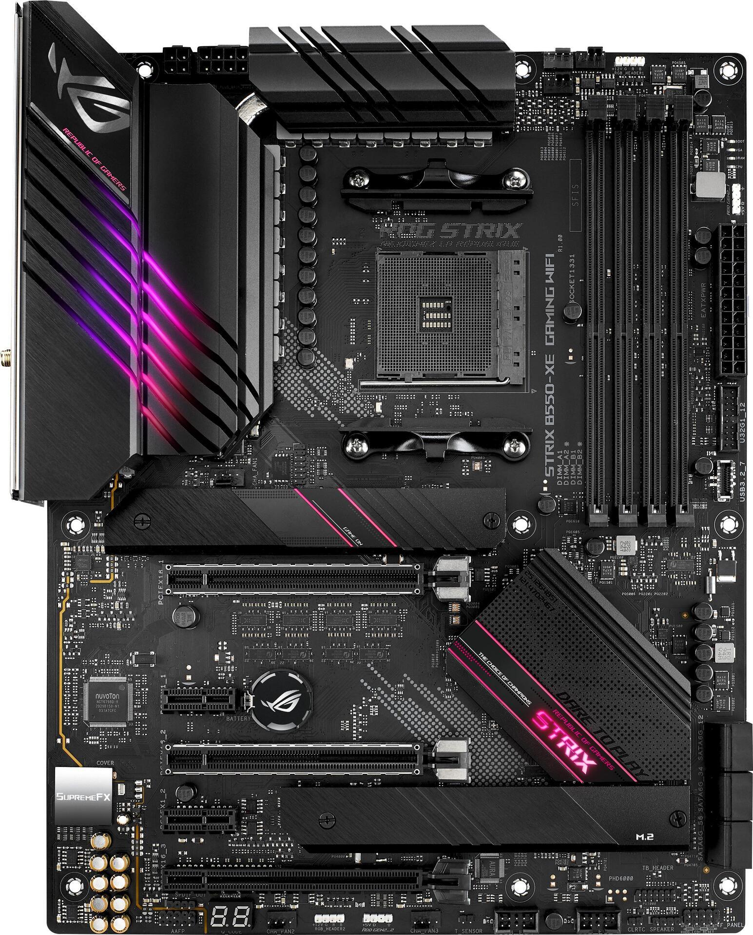 ASUS ROG STRIX B550-XE GAMING WIFI – Motherboard – ATX – Socket AM4 – AMD B550 – USB-C Gen2, USB 3.2 Gen 1, USB 3.2 Gen 2 – 2.5 Gigabit LAN, Wi-Fi, Bluetooth – Onboard-Grafik (CPU erforderlich) – HD Audio (8-Kanal) – Sonderposten