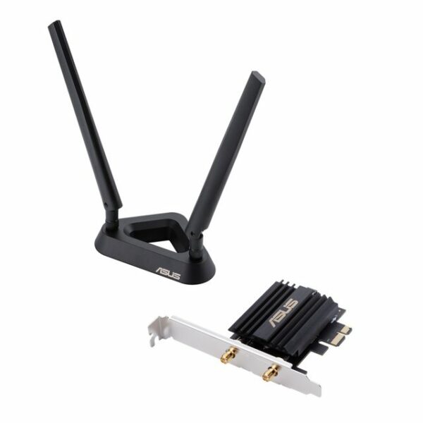 ASUS PCE-AX58BT   AX3000 Dual Band PCI-E 160MHz Wi-Fi 6 AdapterWi-Fi-Standard der nächsten Generation – WiFi-6-Standard (802.11ax) für mehr Effizienz und Durchsatz.Ultrahohe Wi-Fi-Geschwindigkeit – 3000Mbit/s WiFi-Geschwindigkeit