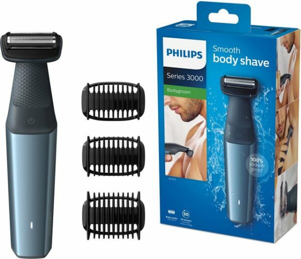 Mit dem Philips Bodygroom BG3015/15 gelingt eine sanfte Körperrasur - besonders im sensiblen Bereich. Der Rasierer ist dank abgerundeter Spitzen und antiallergener Scherfolie hautfreundlich und ermöglicht dadurch sicheres Rasieren oder Trimmen aller Körperzonen. Hinzu kommt die einfache Handhabung durch den ergonomisch geformten Griff