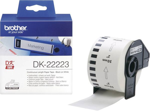 Brother DK-22223 Etiketten Rolle 50 mm x 30.48 m Papier Weiß 1 St. Permanent DK22223 Universal-Etiketten