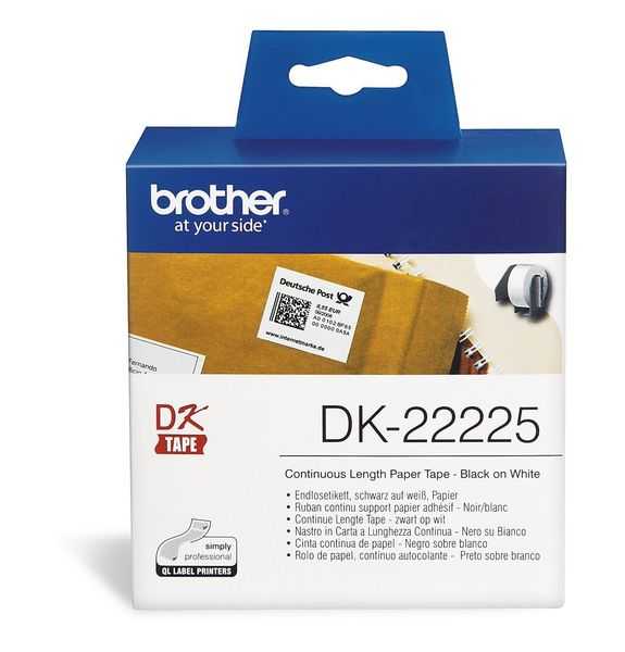 Brother DK-22225 Etiketten Rolle 38 mm x 30.48 m Papier Weiß 1 St. Permanent DK22225 Universal-Etiketten