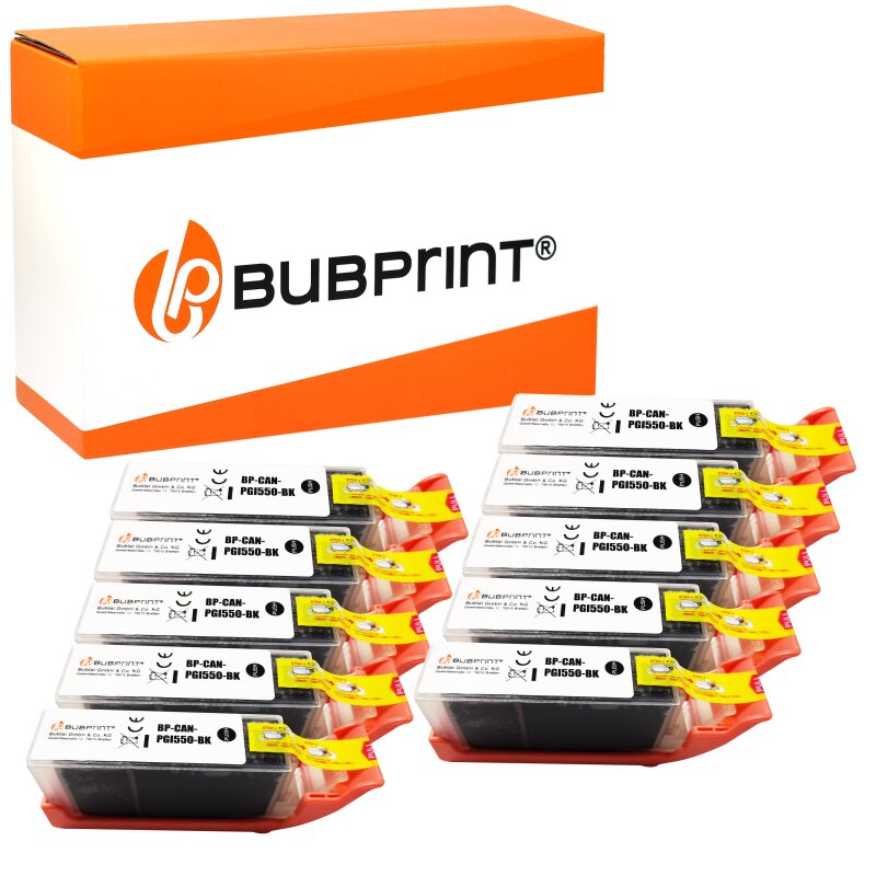 Bubprint Bubprint 10x Druckerpatrone black kompatibel für Canon PGI-550 XL mit Chip für Canon Pixma IP 7250 MG 6350 5650 MX 725 925