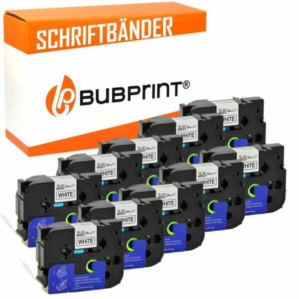 Bubprint Bubprint 10x Schriftbänder kompatibel für Brother P-Touch TZe-251 schwarz/weiß 24mm 8m